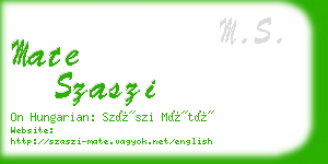 mate szaszi business card